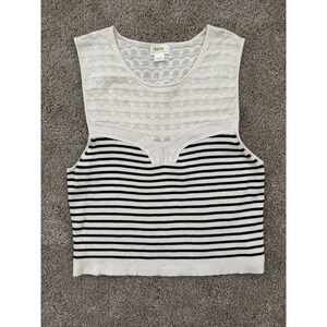 MAEVE Anthropologie Sleeveless Retro Top Tank XL Black And Cream Stripe